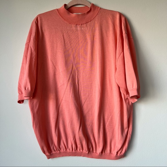 St. Croix Other - St. Croix Knits Vintage Salmon Mock Neck Short Sleeve Sweater Size Large